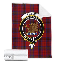 Scottish Leslie Red Clan Tartan Blanket with Family Crest Tartan Plaid Sherpa Blanket Scottish Plaid Tartan Plaid - ScotsTee - scotstee.com