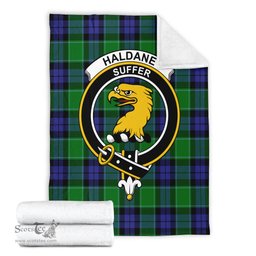 Scottish Haldane Clan Tartan Blanket with Family Crest Tartan Plaid Sherpa Blanket Scottish Plaid Tartan Plaid - ScotsTee - scotstee.com