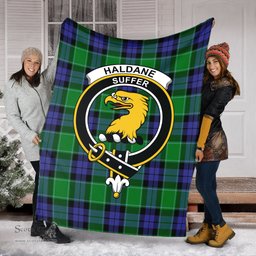 Scottish Haldane Clan Tartan Blanket with Family Crest Tartan Plaid Sherpa Blanket Scottish Plaid Tartan Plaid - ScotsTee - scotstee.com