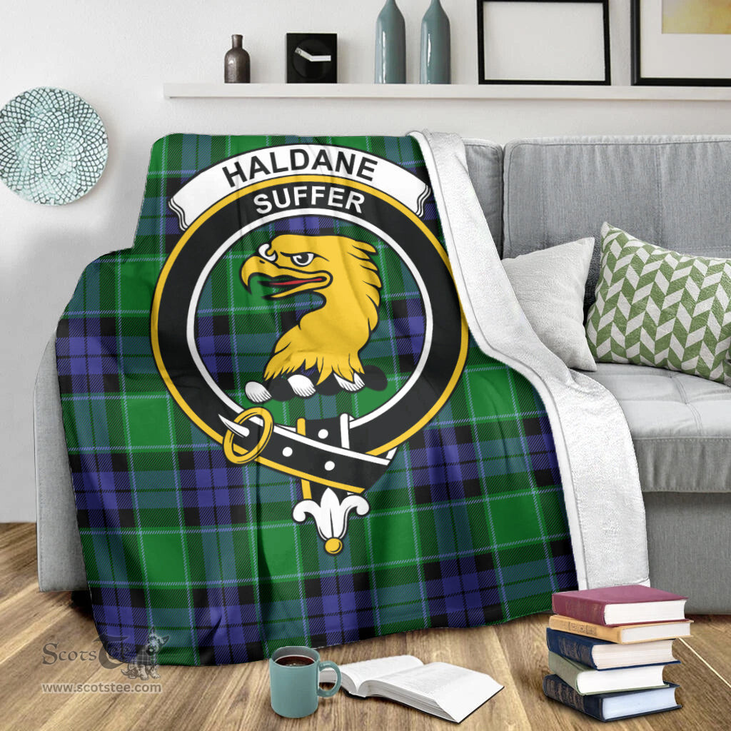 Scottish Haldane Clan Tartan Blanket with Family Crest Tartan Plaid Sherpa Blanket Scottish Plaid Tartan Plaid - ScotsTee - scotstee.com