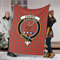 Scottish Fraser Weathered Clan Tartan Blanket with Family Crest Tartan Plaid Sherpa Blanket Scottish Plaid Tartan Plaid - ScotsTee - scotstee.com