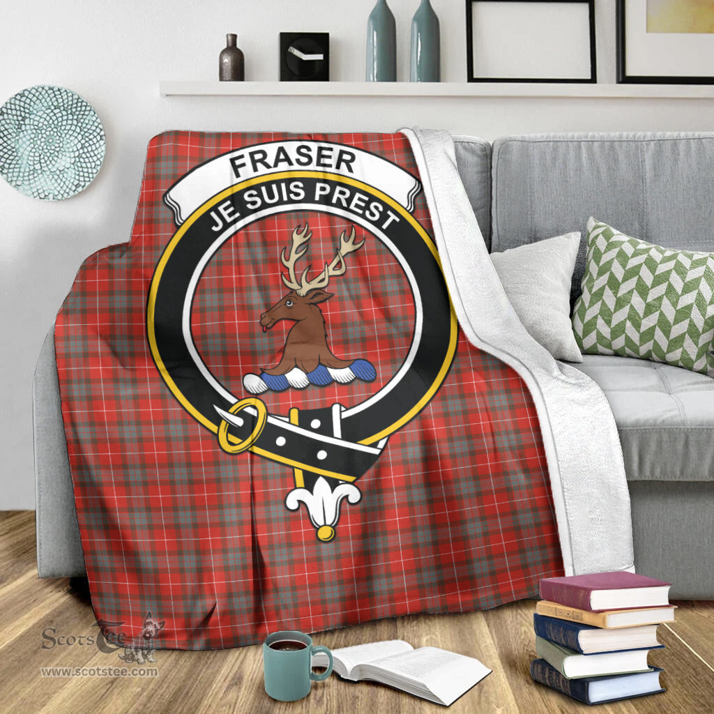 Scottish Fraser Weathered Clan Tartan Blanket with Family Crest Tartan Plaid Sherpa Blanket Scottish Plaid Tartan Plaid - ScotsTee - scotstee.com
