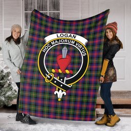 Scottish Logan Modern Clan Tartan Blanket with Family Crest Tartan Plaid Sherpa Blanket Scottish Plaid Tartan Plaid - ScotsTee - scotstee.com