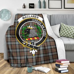 Scottish MacLaren Weathered Clan Tartan Blanket with Family Crest Tartan Plaid Sherpa Blanket Scottish Plaid Tartan Plaid - ScotsTee - scotstee.com