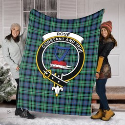 Scottish Rose Hunting Ancient Clan Tartan Blanket with Family Crest Tartan Plaid Sherpa Blanket Scottish Plaid Tartan Plaid - ScotsTee - scotstee.com