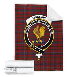 Scottish Sinclair Clan Tartan Blanket with Family Crest Tartan Plaid Sherpa Blanket Scottish Plaid Tartan Plaid - ScotsTee - scotstee.com