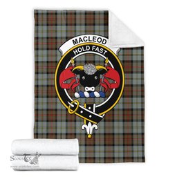 Scottish MacLeod of Harris Weathered Clan Tartan Blanket with Family Crest Tartan Plaid Sherpa Blanket Scottish Plaid Tartan Plaid - ScotsTee - scotstee.com