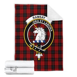Scottish Ramsay Clan Tartan Blanket with Family Crest Tartan Plaid Sherpa Blanket Scottish Plaid Tartan Plaid - ScotsTee - scotstee.com