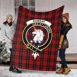 Scottish Ramsay Clan Tartan Blanket with Family Crest Tartan Plaid Sherpa Blanket Scottish Plaid Tartan Plaid - ScotsTee - scotstee.com