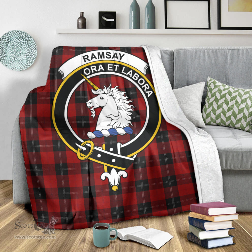 Scottish Ramsay Clan Tartan Blanket with Family Crest Tartan Plaid Sherpa Blanket Scottish Plaid Tartan Plaid - ScotsTee - scotstee.com