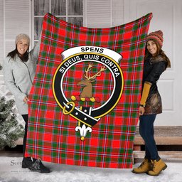 Scottish Spens Modern Clan Tartan Blanket with Family Crest Tartan Plaid Sherpa Blanket Scottish Plaid Tartan Plaid - ScotsTee - scotstee.com