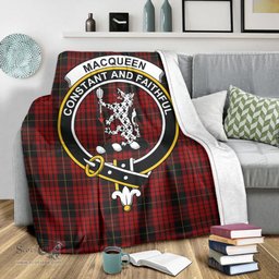 Scottish MacQueen Clan Tartan Blanket with Family Crest Tartan Plaid Sherpa Blanket Scottish Plaid Tartan Plaid - ScotsTee - scotstee.com
