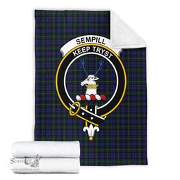 Scottish Sempill Clan Tartan Blanket with Family Crest Tartan Plaid Sherpa Blanket Scottish Plaid Tartan Plaid - ScotsTee - scotstee.com