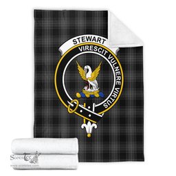 Scottish Stewart Mourning Clan Tartan Blanket with Family Crest Tartan Plaid Sherpa Blanket Scottish Plaid Tartan Plaid - ScotsTee - scotstee.com