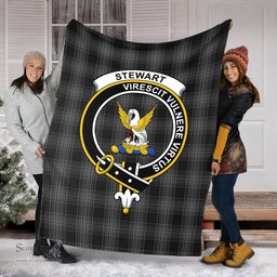 Scottish Stewart Mourning Clan Tartan Blanket with Family Crest Tartan Plaid Sherpa Blanket Scottish Plaid Tartan Plaid - ScotsTee - scotstee.com