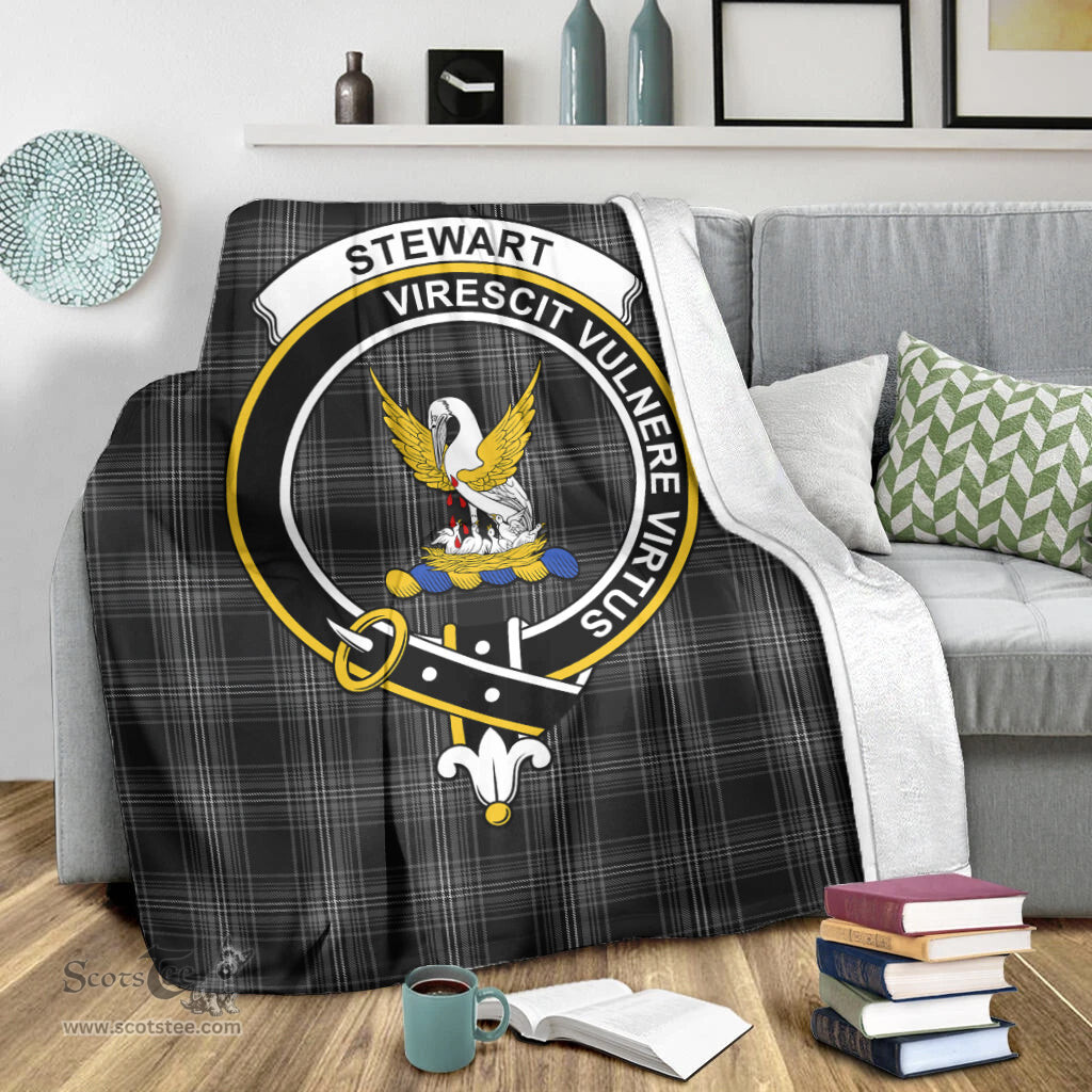 Scottish Stewart Mourning Clan Tartan Blanket with Family Crest Tartan Plaid Sherpa Blanket Scottish Plaid Tartan Plaid - ScotsTee - scotstee.com