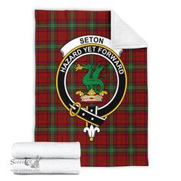 Scottish Seton Clan Tartan Blanket with Family Crest Tartan Plaid Sherpa Blanket Scottish Plaid Tartan Plaid - ScotsTee - scotstee.com
