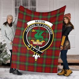 Scottish Seton Clan Tartan Blanket with Family Crest Tartan Plaid Sherpa Blanket Scottish Plaid Tartan Plaid - ScotsTee - scotstee.com