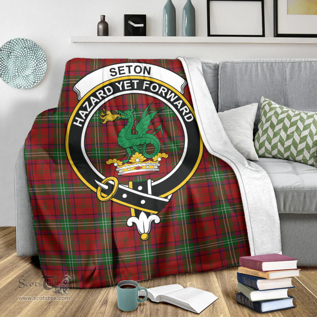 Scottish Seton Clan Tartan Blanket with Family Crest Tartan Plaid Sherpa Blanket Scottish Plaid Tartan Plaid - ScotsTee - scotstee.com