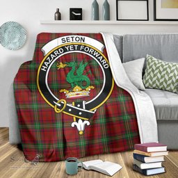 Scottish Seton Clan Tartan Blanket with Family Crest Tartan Plaid Sherpa Blanket Scottish Plaid Tartan Plaid - ScotsTee - scotstee.com
