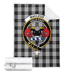 Scottish MacLeod Black and White Clan Tartan Blanket with Family Crest Tartan Plaid Sherpa Blanket Scottish Plaid Tartan Plaid - ScotsTee - scotstee.com