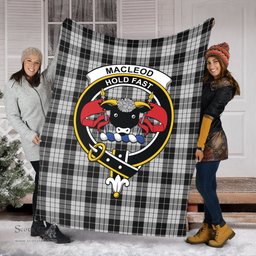 Scottish MacLeod Black and White Clan Tartan Blanket with Family Crest Tartan Plaid Sherpa Blanket Scottish Plaid Tartan Plaid - ScotsTee - scotstee.com