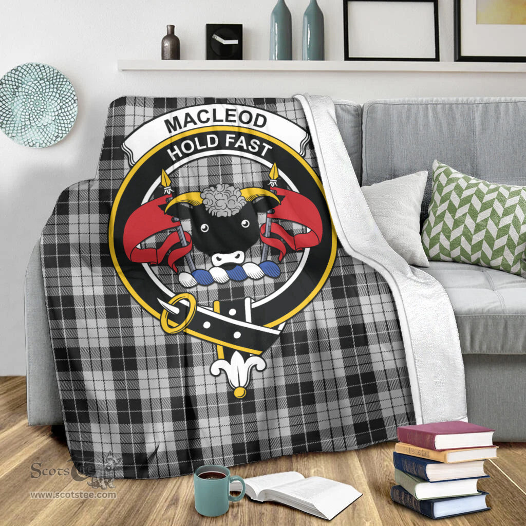 Scottish MacLeod Black and White Clan Tartan Blanket with Family Crest Tartan Plaid Sherpa Blanket Scottish Plaid Tartan Plaid - ScotsTee - scotstee.com