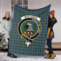 Scottish MacLaren Ancient Clan Tartan Blanket with Family Crest Tartan Plaid Sherpa Blanket Scottish Plaid Tartan Plaid - ScotsTee - scotstee.com