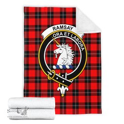 Scottish Ramsay Modern Clan Tartan Blanket with Family Crest Tartan Plaid Sherpa Blanket Scottish Plaid Tartan Plaid - ScotsTee - scotstee.com