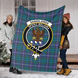 Scottish Sandilands Clan Tartan Blanket with Family Crest Tartan Plaid Sherpa Blanket Scottish Plaid Tartan Plaid - ScotsTee - scotstee.com