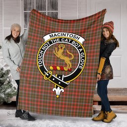 Scottish MacIntosh Hunting Weathered Clan Tartan Blanket with Family Crest Tartan Plaid Sherpa Blanket Scottish Plaid Tartan Plaid - ScotsTee - scotstee.com