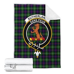 Scottish Sutherland Modern Clan Tartan Blanket with Family Crest Tartan Plaid Sherpa Blanket Scottish Plaid Tartan Plaid - ScotsTee - scotstee.com