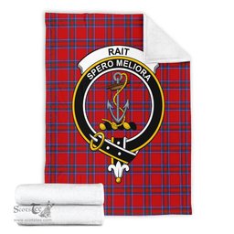 Scottish Rait Clan Tartan Blanket with Family Crest Tartan Plaid Sherpa Blanket Scottish Plaid Tartan Plaid - ScotsTee - scotstee.com