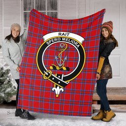 Scottish Rait Clan Tartan Blanket with Family Crest Tartan Plaid Sherpa Blanket Scottish Plaid Tartan Plaid - ScotsTee - scotstee.com