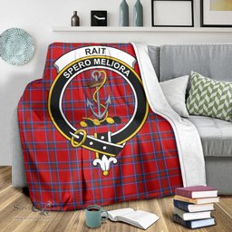 Scottish Rait Clan Tartan Blanket with Family Crest Tartan Plaid Sherpa Blanket Scottish Plaid Tartan Plaid - ScotsTee - scotstee.com