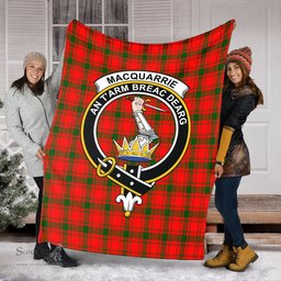 Scottish MacQuarrie Modern Clan Tartan Blanket with Family Crest Tartan Plaid Sherpa Blanket Scottish Plaid Tartan Plaid - ScotsTee - scotstee.com