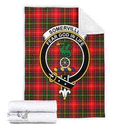 Scottish Somerville Modern Clan Tartan Blanket with Family Crest Tartan Plaid Sherpa Blanket Scottish Plaid Tartan Plaid - ScotsTee - scotstee.com