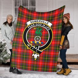 Scottish Somerville Modern Clan Tartan Blanket with Family Crest Tartan Plaid Sherpa Blanket Scottish Plaid Tartan Plaid - ScotsTee - scotstee.com