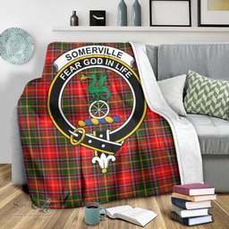 Scottish Somerville Modern Clan Tartan Blanket with Family Crest Tartan Plaid Sherpa Blanket Scottish Plaid Tartan Plaid - ScotsTee - scotstee.com