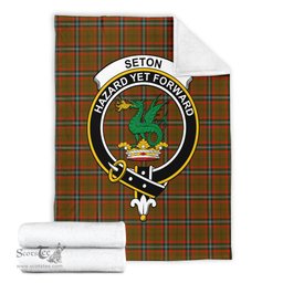 Scottish Seton Hunting Modern Clan Tartan Blanket with Family Crest Tartan Plaid Sherpa Blanket Scottish Plaid Tartan Plaid - ScotsTee - scotstee.com
