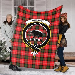 Scottish Nesbitt Modern Clan Tartan Blanket with Family Crest Tartan Plaid Sherpa Blanket Scottish Plaid Tartan Plaid - ScotsTee - scotstee.com