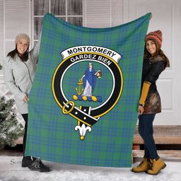 Scottish Montgomery Ancient Clan Tartan Blanket with Family Crest Tartan Plaid Sherpa Blanket Scottish Plaid Tartan Plaid - ScotsTee - scotstee.com