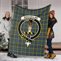 Scottish MacLellan Ancient Clan Tartan Blanket with Family Crest Tartan Plaid Sherpa Blanket Scottish Plaid Tartan Plaid - ScotsTee - scotstee.com