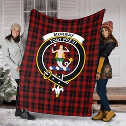 Scottish Murray of Ochtertyre Clan Tartan Blanket with Family Crest Tartan Plaid Sherpa Blanket Scottish Plaid Tartan Plaid - ScotsTee - scotstee.com