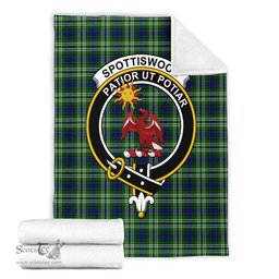 Scottish Spottiswood Clan Tartan Blanket with Family Crest Tartan Plaid Sherpa Blanket Scottish Plaid Tartan Plaid - ScotsTee - scotstee.com