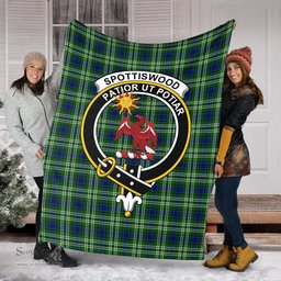 Scottish Spottiswood Clan Tartan Blanket with Family Crest Tartan Plaid Sherpa Blanket Scottish Plaid Tartan Plaid - ScotsTee - scotstee.com