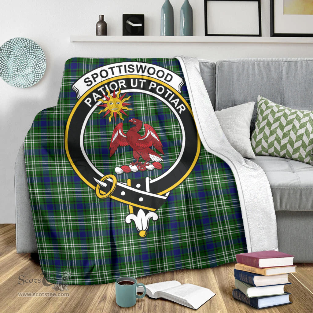 Scottish Spottiswood Clan Tartan Blanket with Family Crest Tartan Plaid Sherpa Blanket Scottish Plaid Tartan Plaid - ScotsTee - scotstee.com