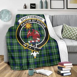 Scottish Spottiswood Clan Tartan Blanket with Family Crest Tartan Plaid Sherpa Blanket Scottish Plaid Tartan Plaid - ScotsTee - scotstee.com