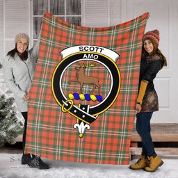 Scottish Scott Ancient Clan Tartan Blanket with Family Crest Tartan Plaid Sherpa Blanket Scottish Plaid Tartan Plaid - ScotsTee - scotstee.com