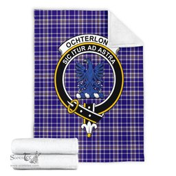 Scottish Ochterlony Clan Tartan Blanket with Family Crest Tartan Plaid Sherpa Blanket Scottish Plaid Tartan Plaid - ScotsTee - scotstee.com